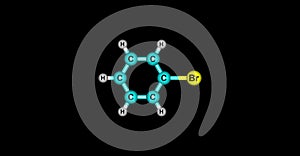 Bromobenzene molecular structure isolated on black