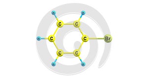 Bromobenzene molecular structure isolated on white