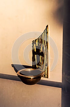 Bronce Cross Holy Water Bowl Holder photo