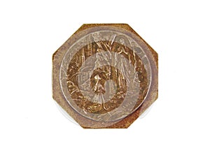 Bronce medal showing Our Lady of Lourdes isolated