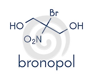 Bronopol preservative molecule. Possibly carcinogenic through nitrosamine formation. Skeletal formula. photo