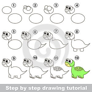 Brontosaurus. Drawing tutorial. photo