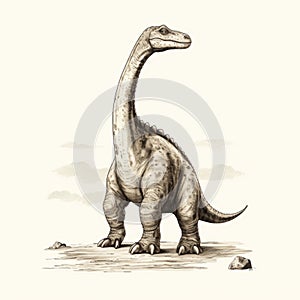 Brontosaurus Full Body Print Stamp - White Background