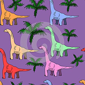 Brontosaurus seamless vector illustration
