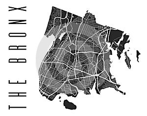 The Bronx map poster. New York city borough street map. Cityscape aria panorama photo