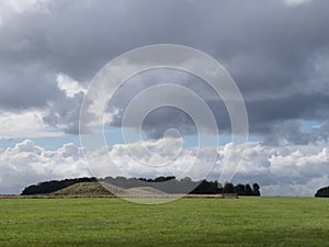 Bronze Age burial mounds aka barrows near Stonehenge, Wiltshire, England.