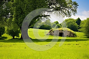 bronze age dolmens in a green field