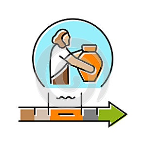 bronze age human evolution color icon vector illustration