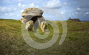 Bronze Age megalithic grave on the edge of a dune on the island of Sylt, Germany