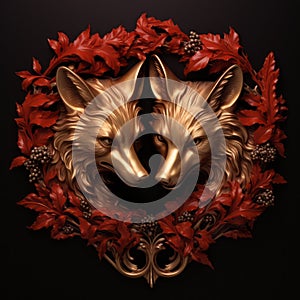 Bronze Baroque Wall Art: Hyper-realistic Golden Foxes In Romantic Victorian-inspired Illustrations