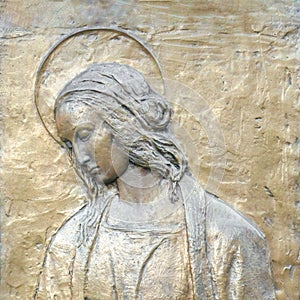 Bronze bas-relief of the Virgin Mary