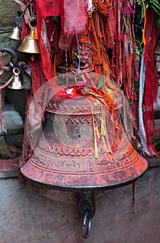 Bronze bell in a hindu temple in Kathmandu, Nepal