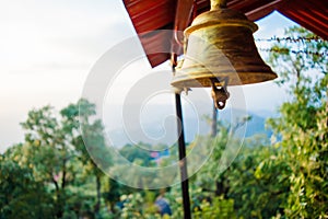 Bronze bells in Indian temple. Hindu temple bell. Brass made bell for Worshiping God. hanging bells. Lansdowne Hills
