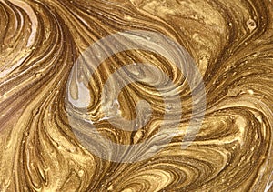 Bronze, blue and gold marbling pattern. Golden marble liquid texture. Stone, boho.