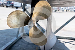 Bronze boat propeller ship propulsion detail