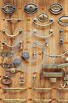 Bronze and brass door knobs