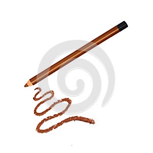 Bronze brown eyeliner pen with trace on white background