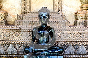 Bronze Buddha statue at the Haw Phra Kaew