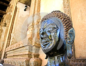 Bronze Buddha statue at the Haw Phra Kaew