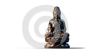 Bronze buddha statue on lotus base isolated on white background