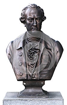 Bronze bust of Goethe isolate