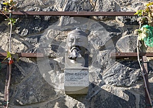 Bronze bust of Josip Plecnik in the Rampart Garden, Prague Castle, Czech Republic