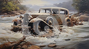 Bronze Car In Rapids: Multilayered Realism By Adi Granov