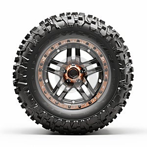 Bronze Casting Off Road Tire With Black Rim And Orange Wheels