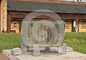 Bronze Cauldron in the Forbidden city behind the Palace of Supreme Harmony, Imperial City inside the Citadel, Hue, Vietnam