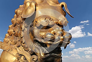 Bronze Chinese dragon statue in the Forbidden City. Beijing, China