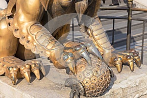 Bronze Chinese dragon statue in the Forbidden City. Beijing, China