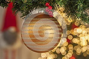 Bronze Christmas ball on a Christmas tree