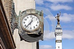 Bronze Clock and Monument - Indianapolis