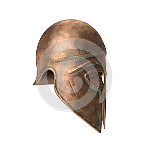 Bronze Corinthian Helmet On White Background. 3D Illusration, isolated