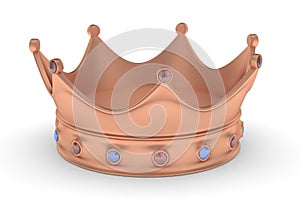 Bronze crown with gems. 3D rendering.