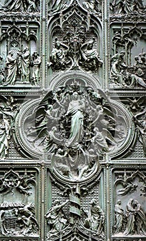 Bronze door of Milan Cathedral, Italy