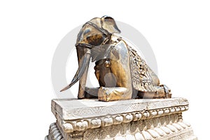 Bronze elephant gilding statue isolated