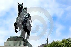 Bronze equestrian statue of Mehmet Ali and Orthodox church