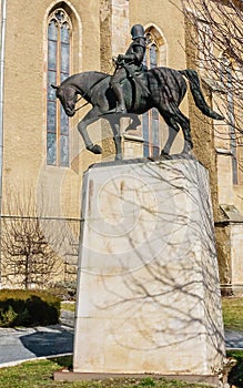 Bronze equestrian statue of Palatine Istvan II Lackfi of Csaktornya, founder of Keszthely town. Hungary