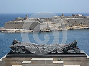 Bronze Fallen Soldier Statue Grand Harbour Malta