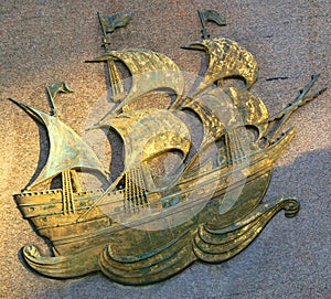 Bronze of the Famous Ship, The Mayflower