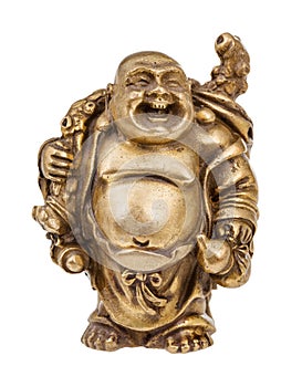 Bronze figurine of Hotei Fat Buddha isolated