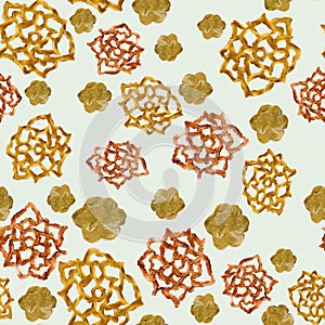 Bronze flower seamless pattern