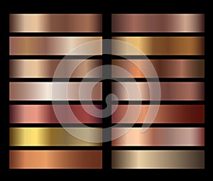 Bronze foil texture gradients templates set