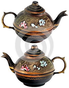 Bronze hand painted kettle