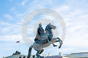 The Bronze Horseman, an equestrian statue of Peter the Great in the Senate Square in Saint Petersburg, Russia