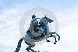 The Bronze Horseman, an equestrian statue of Peter the Great in the Senate Square in Saint Petersburg, Russia