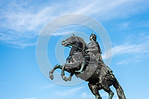 The Bronze Horseman, an equestrian statue of Peter the Great in the Senate Square in Saint Petersburg, Russia