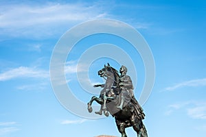 The Bronze Horseman, an equestrian statue of Peter the Great in the Senate Square in Saint Petersburg, Russia