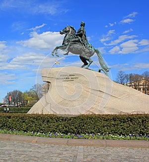 The Bronze Horseman equestrian statue of Peter the Great in St Petersburg, Russia.
